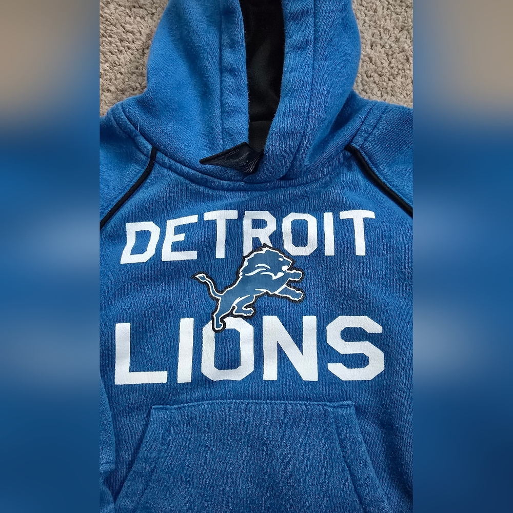 NFL Detroit Lions Football Kids Toddler 3T Blue Hoodie Sports - Picture 3 of 5